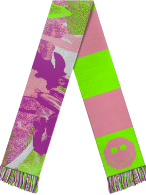 Scarf green pink. Einzelstück / Edition of 1. 145x17cm.